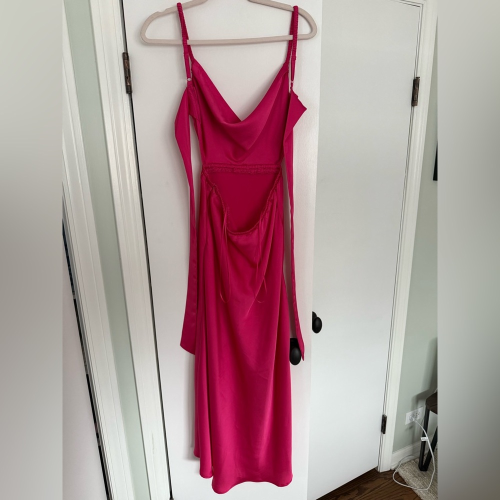 Petal & Pup Hot Pink Satin Maxi Slip Dress - Picture 4 of 6